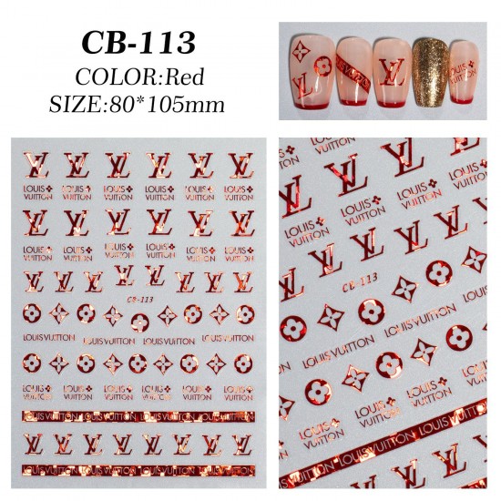CB113-Red  10pcs/lot LV Nail Art