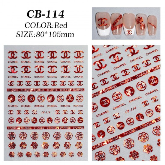 CB114-Red  10pcs/lot Chanel Nail Art