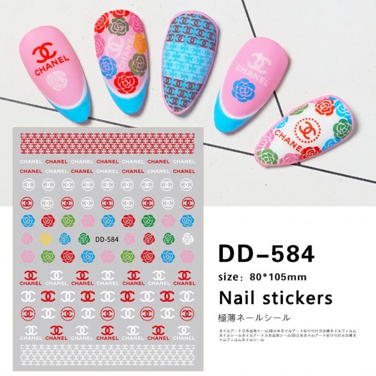 NAIL STICKER Brands Name, CHANEL & Rose #01