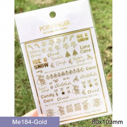 Me184-Gold  10pcs/lot Christmas Nail Stickers