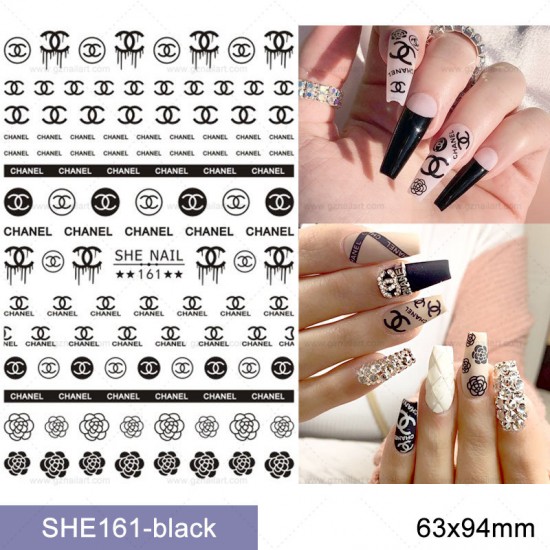 3D stickers nail art SHE161-black