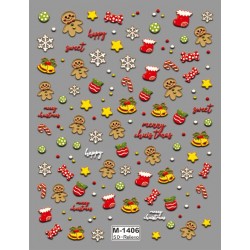 5D-M1406   10pcs/lot Christmas Embossed Nail Stickers