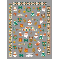 5D-M1428   10pcs/lot Christmas Embossed Nail Stickers