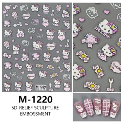 5D-M1220   10pcs/lot Hello Kitty Embossed Nail Stickers
