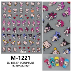 5D-M1221   10pcs/lot Hello Kitty/Kuromi Embossed Nail Stickers