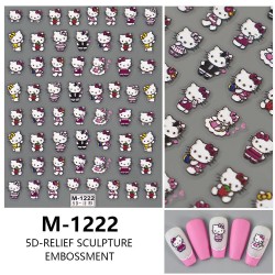 5D-M1222   10pcs/lot Hello Kitty Embossed Nail Stickers
