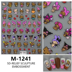 5D-M1241   10pcs/lot Hello Kitty/Kuromi Embossed Nail Stickers