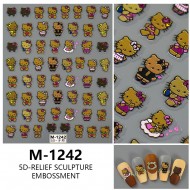 5D-M1242   10pcs/lot Hello Kitty Embossed Nail Stickers