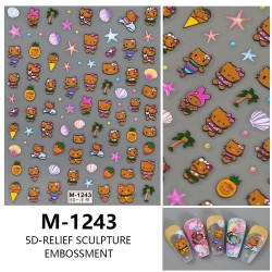 5D-M1243   10pcs/lot Hello Kitty Embossed Nail Stickers