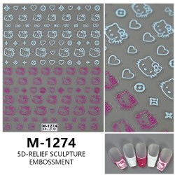 5D-M1274   10pcs/lot Hello Kitty Embossed Nail Stickers