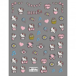 5D-M1316   10pcs/lot Hello Kitty Embossed Nail Stickers