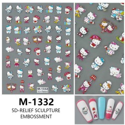 5D-M1332   10pcs/lot Hello Kitty Embossed Nail Stickers