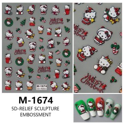 5D-M1674   10pcs/lot Hello Kitty Embossed Nail Stickers