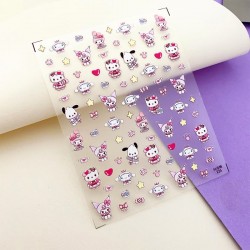 5D-KK225   10pcs/lot Kuromi/Hellokitty Embossed Nail Stickers