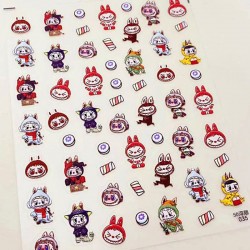 5D-KK035   10pcs/lot LABUBU Embossed Nail Stickers