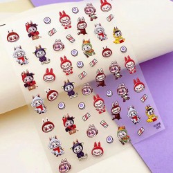 5D-KK035   10pcs/lot LABUBU Embossed Nail Stickers
