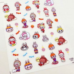 5D-KK036   10pcs/lot LABUBU Embossed Nail Stickers