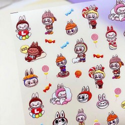 5D-KK036   10pcs/lot LABUBU Embossed Nail Stickers