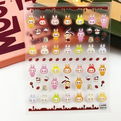 5D-KK618   10pcs/lot LABUBU Embossed Nail Stickers