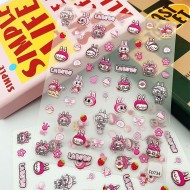 5D-FD734   10pcs/lot LABUBU Embossed Nail Stickers