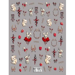 5D-M1051   10pcs/lot Rabbit Embossed Nail Stickers