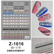 5D-Z1016   10pcs/lot Chanel Embossed Nail Stickers