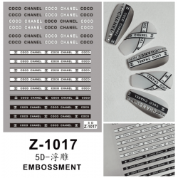 5D-Z1017   10pcs/lot Chanel Embossed Nail Stickers
