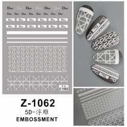 5D-Z1062   10pcs/lot Dior Embossed Nail Stickers