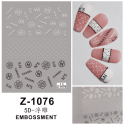 5D-Z1076   10pcs/lot Chanel Embossed Nail Stickers