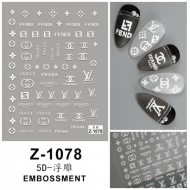 5D-Z1078   10pcs/lot Chanel/LV/Gucci/Fendi/Prada/Hermes Embossed Nail Stickers