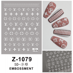 5D-Z1079   10pcs/lot LV Embossed Nail Stickers