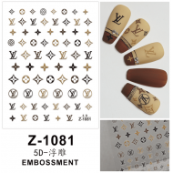 5D-Z1081   10pcs/lot LV Embossed Nail Stickers
