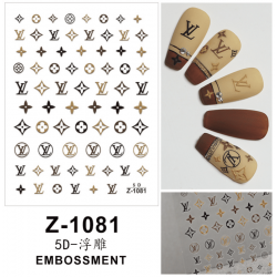 5D-Z1081   10pcs/lot LV Embossed Nail Stickers
