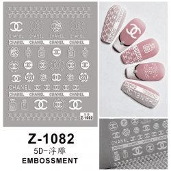 5D-Z1082   10pcs/lot Chanel Embossed Nail Stickers