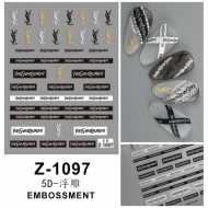 5D-Z1097   10pcs/lot YSL Embossed Nail Stickers