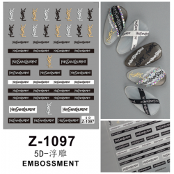 5D-Z1097   10pcs/lot YSL Embossed Nail Stickers