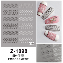 5D-Z1098   10pcs/lot LV Embossed Nail Stickers