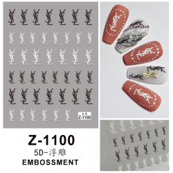 5D-Z1100   10pcs/lot YSL Embossed Nail Stickers