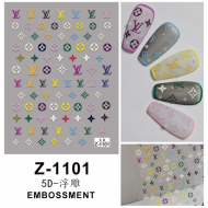 5D-Z1101   10pcs/lot LV Embossed Nail Stickers