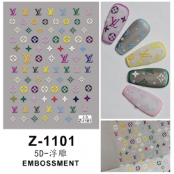 5D-Z1101   10pcs/lot LV Embossed Nail Stickers