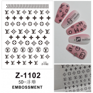 5D-Z1102   10pcs/lot LV Embossed Nail Stickers