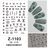 5D-Z1103   10pcs/lot Chanel/LV/Gucci/Fendi/Prada/Hermes Embossed Nail Stickers