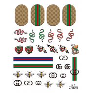 5D-Z1659   10pcs/lot Gucci Embossed Nail Stickers