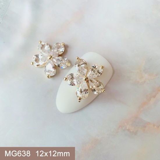 MG638  10pcs/lot Flower Zircon Nail Art